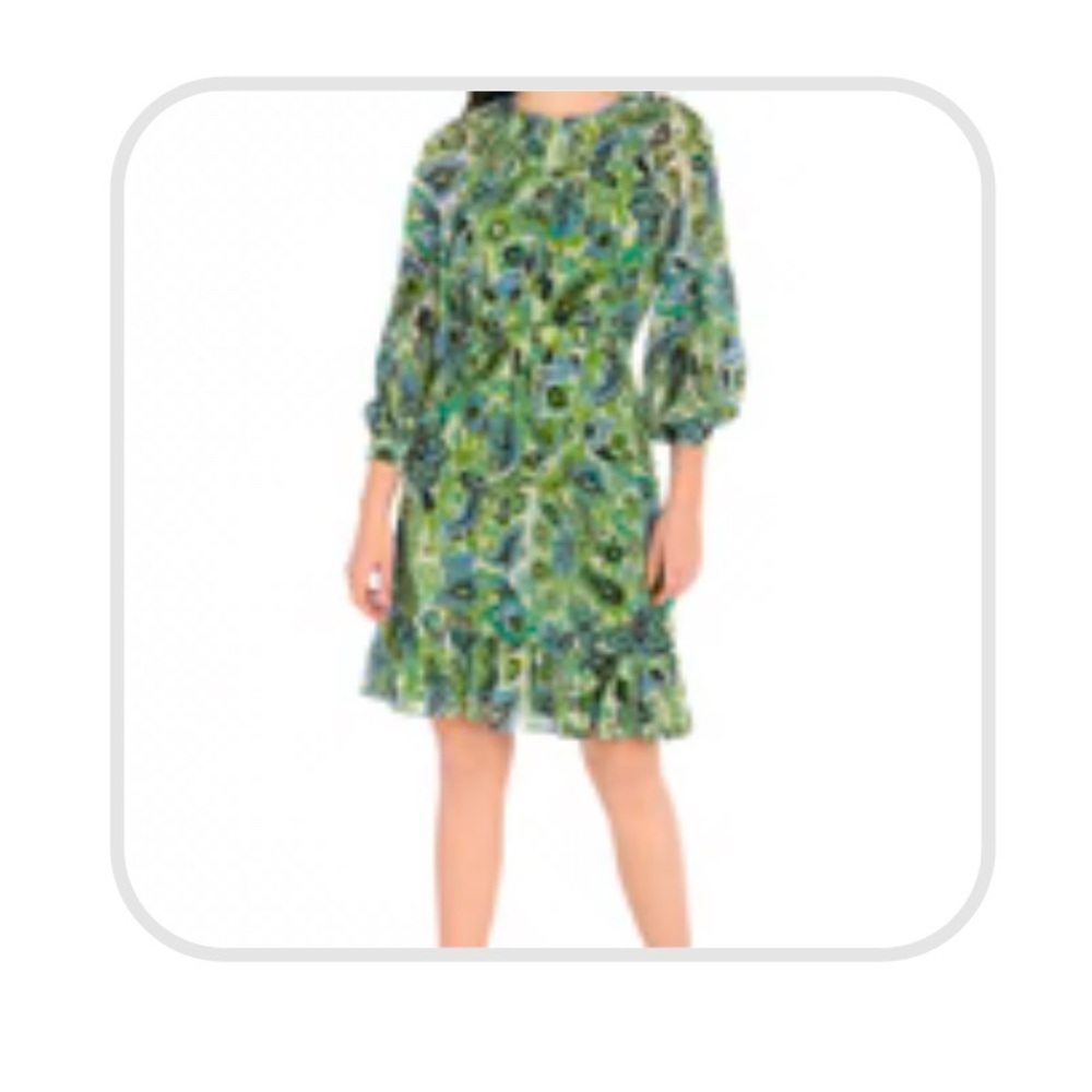 Maggy London Sabrina Green Blue Floral Dress Sz 10. Worn once